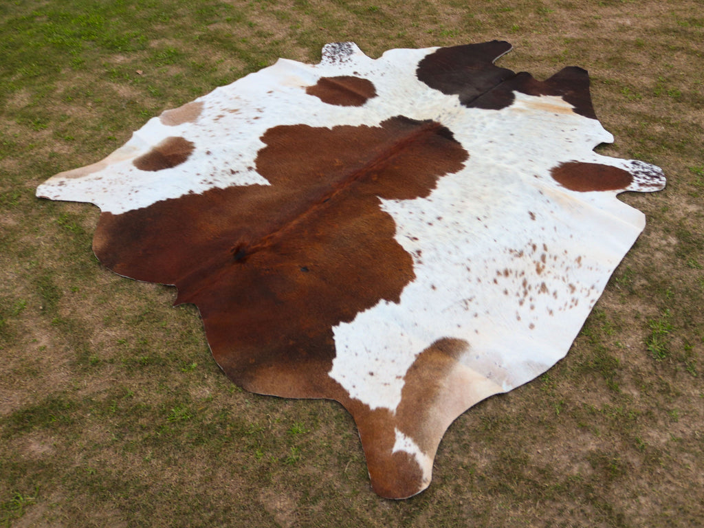Brown and White Panda Print Cowhide Rug for Home Decor