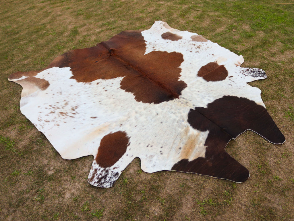 Brown and White Panda Print Cowhide Rug for Home Decor