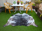 Black and White Cowhide Rug in Salt and Pepper Print