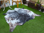 Black and White Cowhide Rug in Salt and Pepper Print