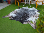 Black and White Cowhide Rug in Salt and Pepper Print