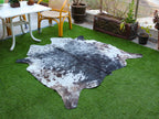 Black and White Cowhide Rug in Salt and Pepper Print