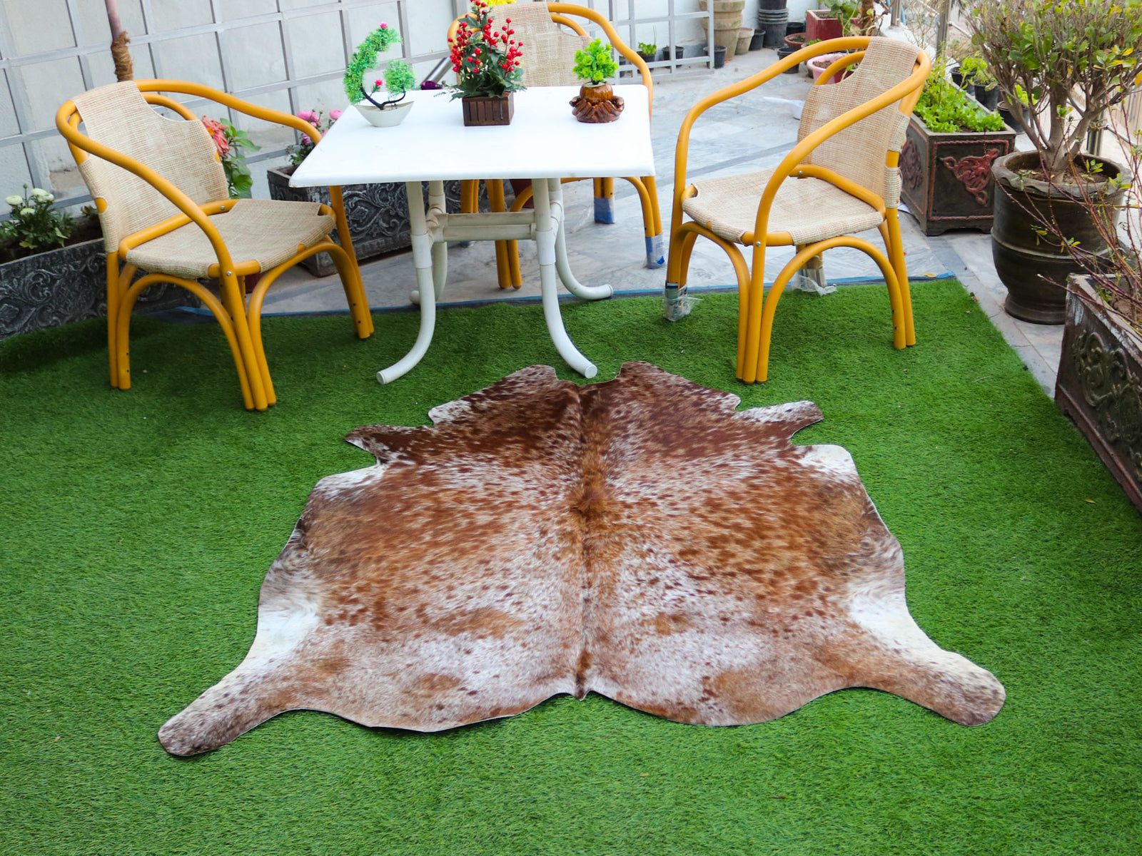 Reddish Brown Cowhide in Salt and Pepper Print
