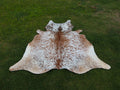 Salt and Pepper Print Cowhide Rug in Beige and White Color