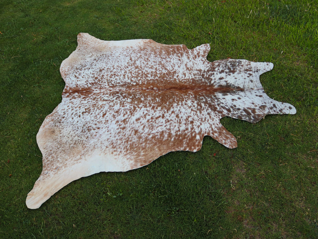 Salt and Pepper Print Cowhide Rug in Beige and White Color