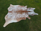 Salt and Pepper Print Cowhide Rug in Beige and White Color