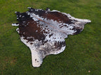 Reddish Brown and White Tricolor Speckled Cowhide Rug