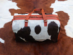 Duffel Bag with Fringe Tassels – Chocolate Brown and White