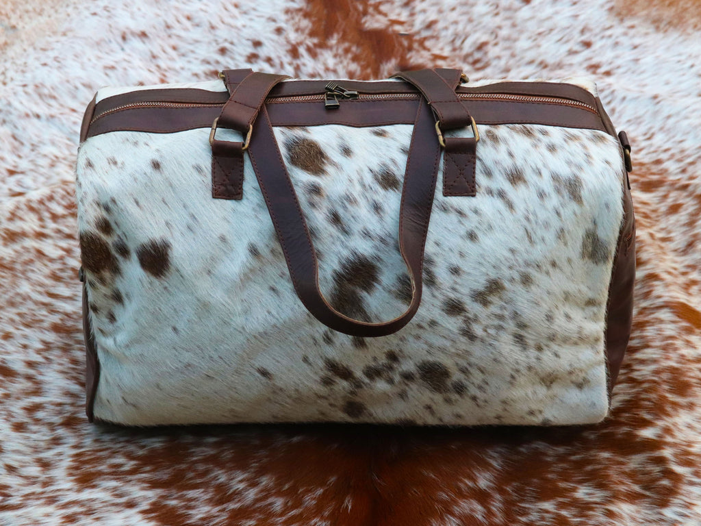 Duffel Bag with Fringe Tassels – Salt and Pepper Print