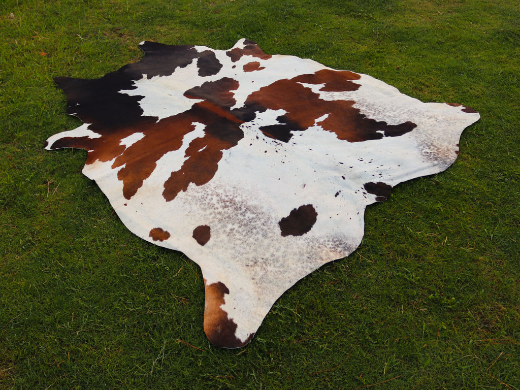 Tricolor Panda Print Cowhide Rug with Unique Design