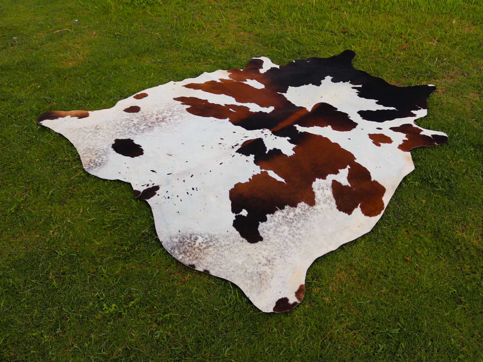 Tricolor Panda Print Cowhide Rug with Unique Design