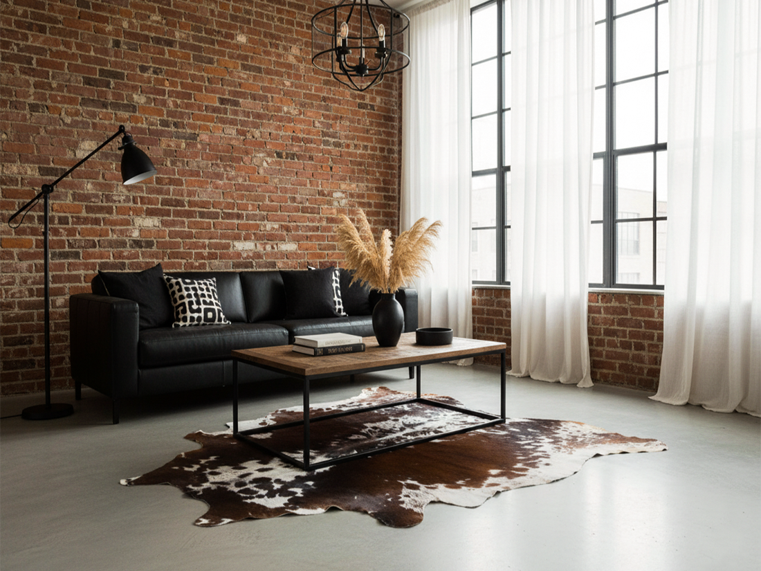Tricolor Speckled Cowhide Rug for Home Décor