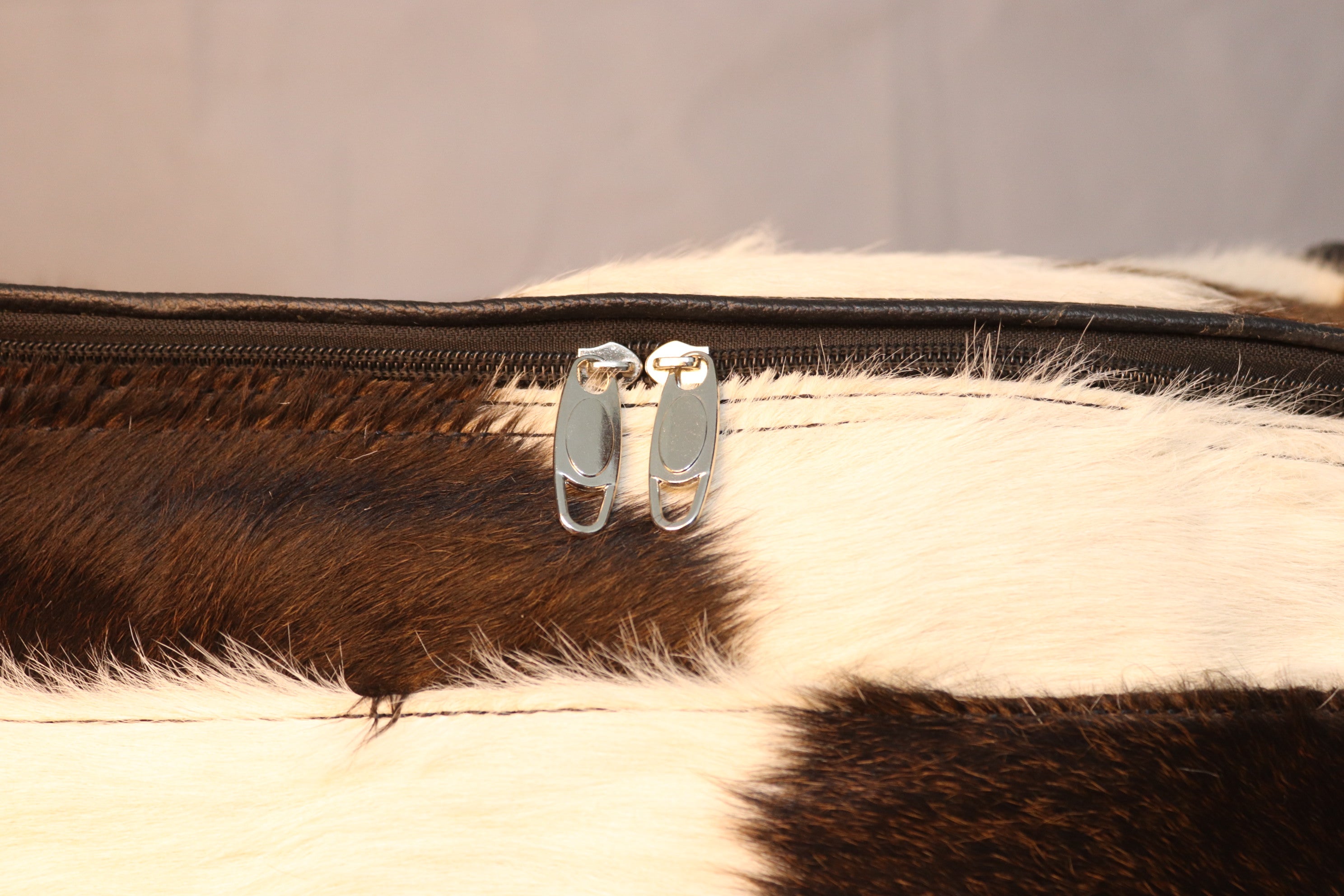 Cowhide Duffel Bag - Black and White