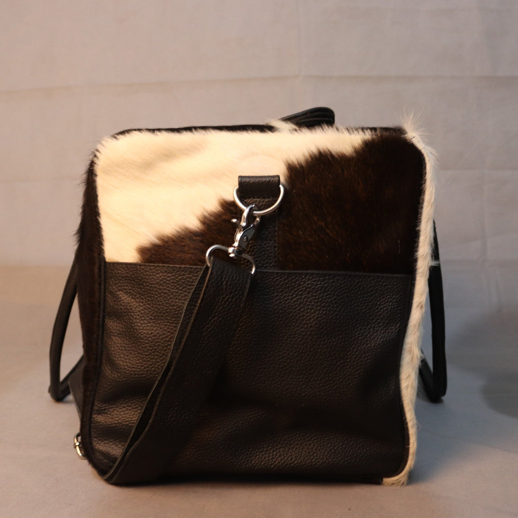 Cowhide Duffel Bag - Black and White