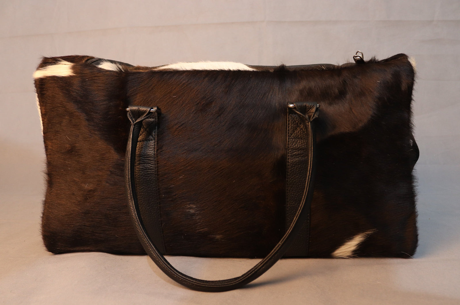 Cowhide Duffel Bag - Black and White