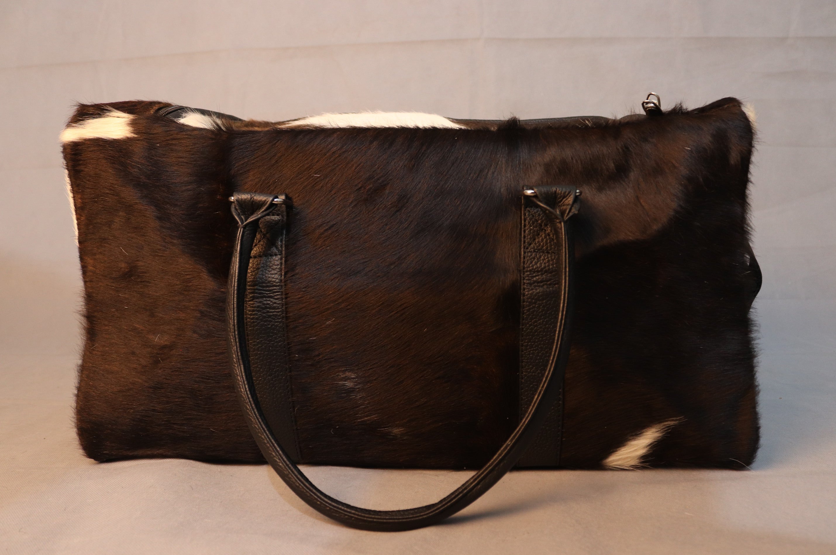 Cowhide Duffel Bag - Black and White