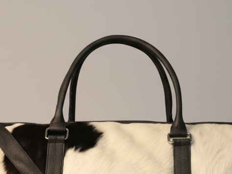 Exclusive Black and White Cowhide Duffel Bag