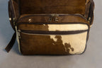 Cowhide Backpack Bag - Chocolate Brown and White