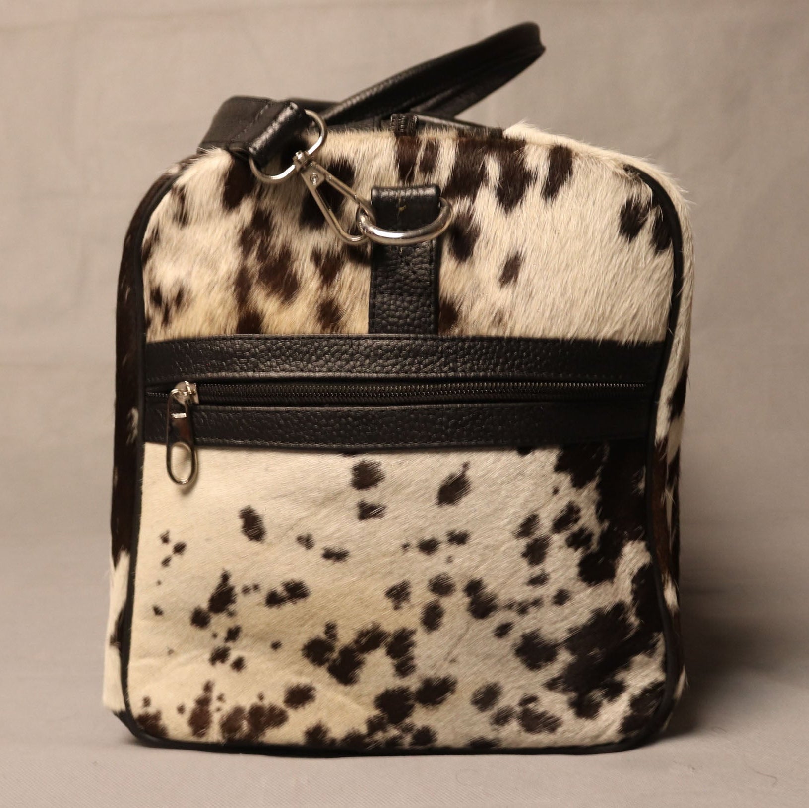Cowhide Duffel Bag - Spotted Black and White