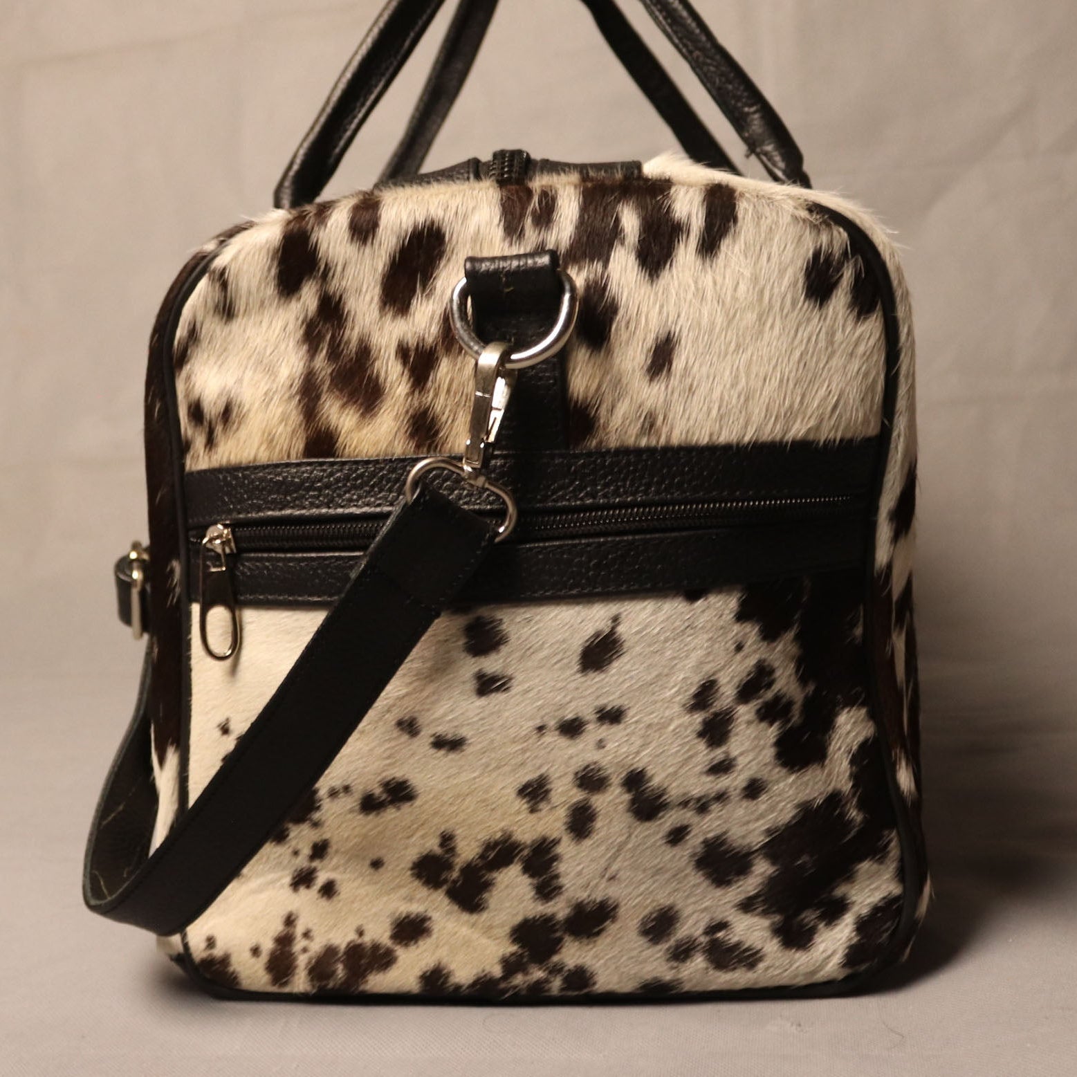 Cowhide Duffel Bag - Spotted Black and White
