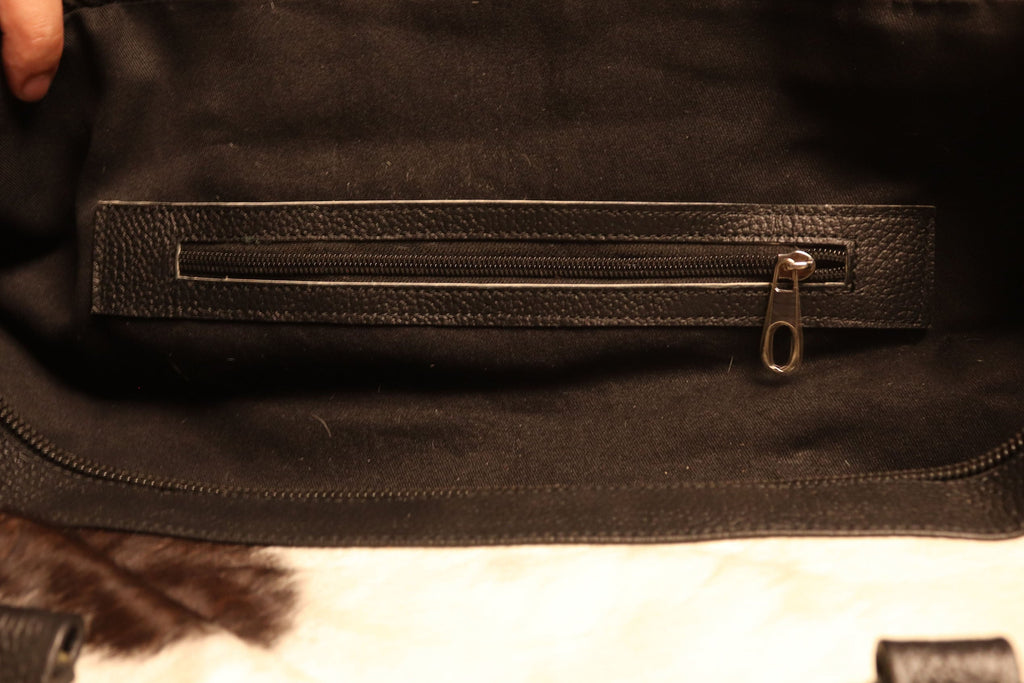 Cowhide Duffel Bag - Spotted Black and White