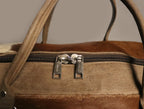 Cowhide Duffel Bag - Brown and White