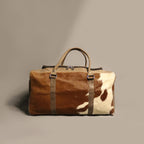 Cowhide Duffel Bag - Brown and White