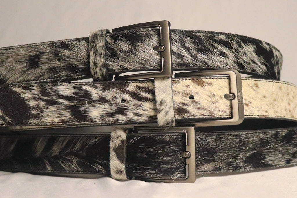 Cowhide Hair-On Leather Belts - Genuine Cow Skin Unisex Belts