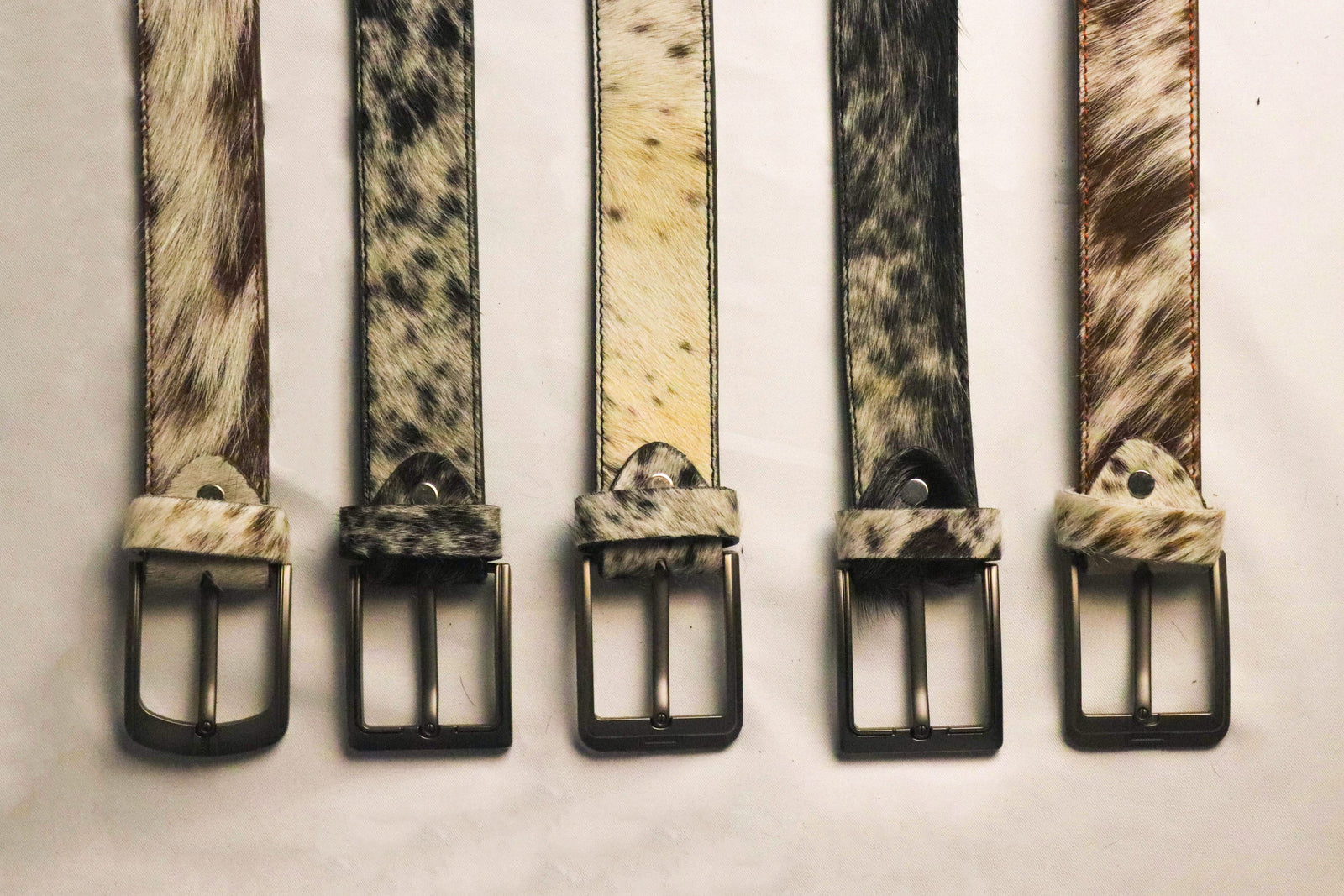 Cowhide Hair-On Leather Belts - Genuine Cow Skin Unisex Belts