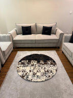 Circular Tricolor Hair On Patchwork Rug – Designer Rug
