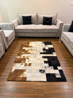 Tricolor Cowhide Hair On Patchwork – Runner Rug – Designer Rug