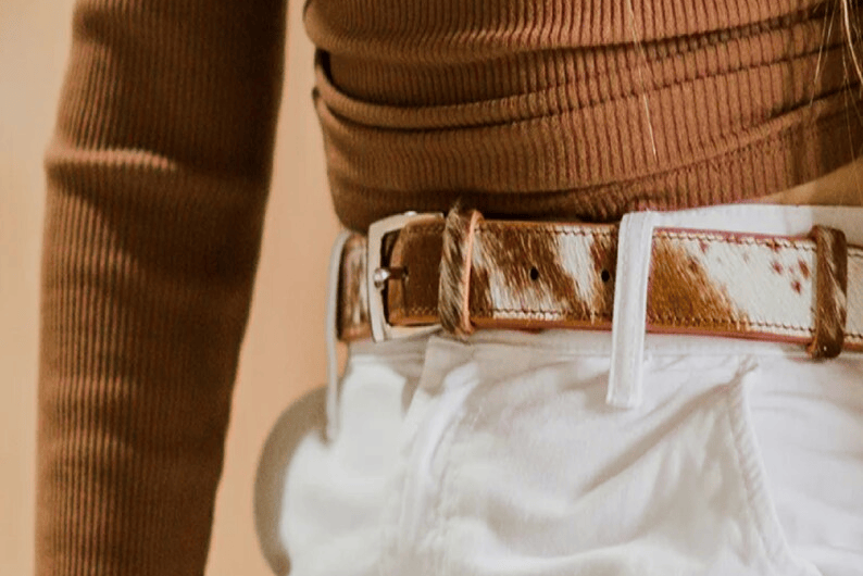 Cowhide Hair-On Leather Belts - Genuine Cow Skin Unisex Belts