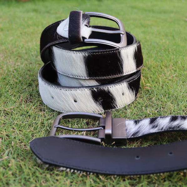 Cowhide Hair-On Leather Belts - Genuine Cow Skin Unisex Belts