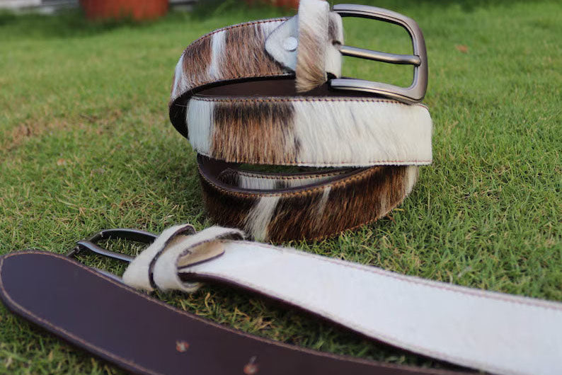 Cowhide Hair-On Leather Belts - Genuine Cow Skin Unisex Belts